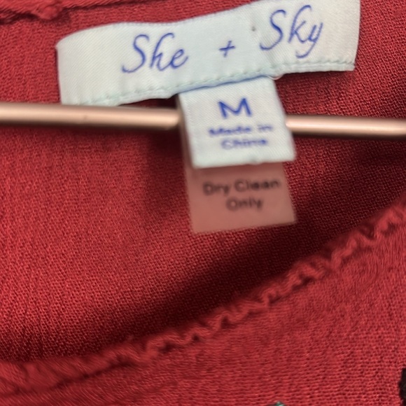 She & Sky Womens Tunic/Mini M Terra Cotta Pullover Sleeveless Embroidery Cotton - Picture 2 of 12